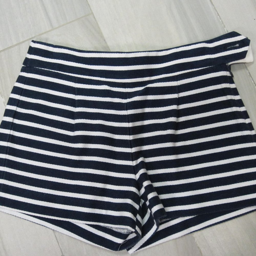 J CREW BLUE/ WHITE STRIPED SHORTS